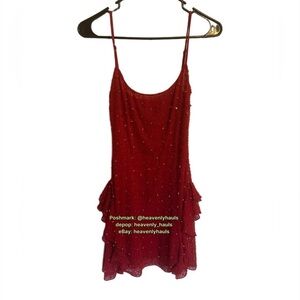 Oh Polly Domblans Sexy Embellished Frill Dress - Cocktail, Valentine’s, Romantic